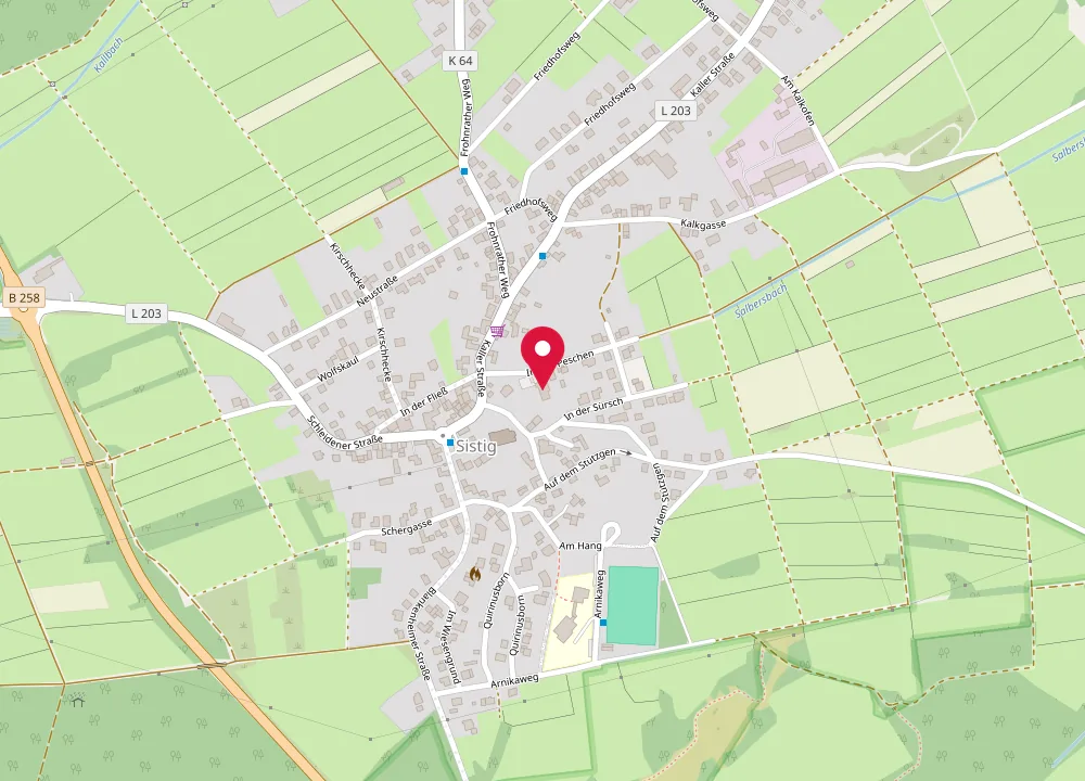 Karte von Sistig mit Markierung der Bürgerhalle Sistig